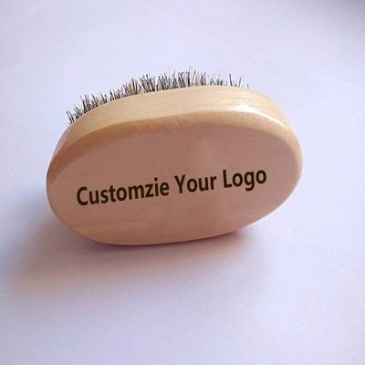 Customzie Your Logo-MINI Handmade Boar Bristle Brushes For Men Beard Care Makeup Tool Grooming (50pcs engrave your Logo)