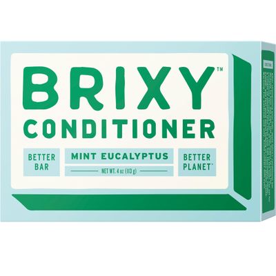 BRIXY Conditioner Bar for Hydration & Softness, All Hair Types, pH Balanced & Safe for Color Treated Hair, Vegan & Plastic-Free (1 Count, 4 oz) - Mint Eucalyptus