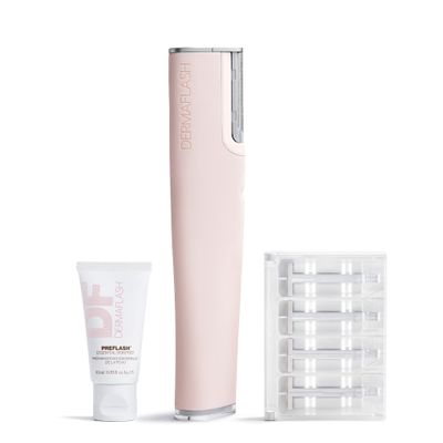 DERMAFLASH LUXE+ Sonic Dermaplaning Tool for Face Peach Fuzz Removal, Anti-Aging and Exfoliation, Icy Pink