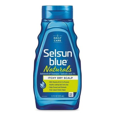 4 Set Selsun Blue Naturals Itchy Dry Scalp Anti-Dandruff Shampoo, 11 fl. oz, Extra-Hydrating Formula Plus Vitamins B5 & E