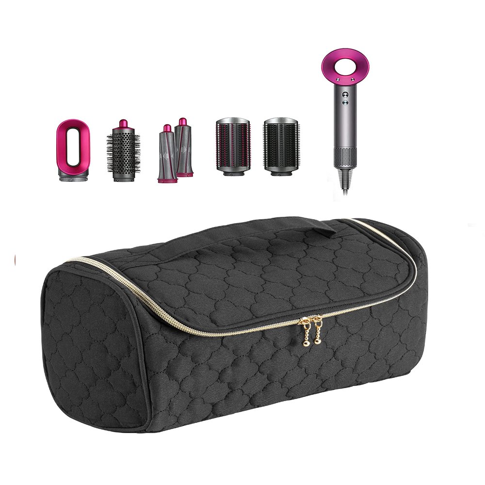 Mount Plus HS1B Travel Case Made for Dyson Airwrap Complete Styler and Attachments | Portable Storage Bag with Hanging Hook for Hair Curler Accessories (Black)