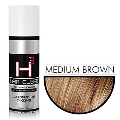 Hair Cubed H3 Hair Fibers Micro for Thinning - 100% Undetectable & Natural, USA Patented Formula (Medium Brown)
