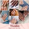 Yivaiks 24 Pcs Advanced Hand Made Customization Press on Nails, Luxurious Rhinestone Design Ballerina Fake NailsPerfect Accessory for Banquets, Soirees, Parties(GD-004) view 4
