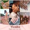 Yivaiks 24 Pcs Advanced Hand Made Customization Press on Nails, Luxurious Rhinestone Design Ballerina Fake NailsPerfect Accessory for Banquets, Soirees, Parties(GD-001) view 4