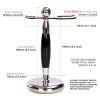 SANWA Deluxe Stainless Steel Shaving Brush Stand Holder for Razor & Brush - Extra Wide Openings, Weighted Base Black Handle view 2