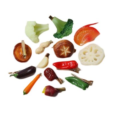 14 Pcs Simulated Vegetables Funny Hair Clips Halloween Mushroom Broccoli Student Girls Bangs Clip Side Clip Headdress