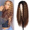 FEEL ME 28" Deep Wave Frontal Wig Long Synthetic Curly Wig Ombre Highlight Lace Front Wig for Women with Simulated Scalp Honey Blonde Loose Deep Curly Lace Wigs Middle Part for Daily Use R6/6A/27S view 1
