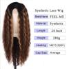 FEEL ME 28" Deep Wave Frontal Wig Long Synthetic Curly Wig Ombre Highlight Lace Front Wig for Women with Simulated Scalp Honey Blonde Loose Deep Curly Lace Wigs Middle Part for Daily Use R6/6A/27S view 3