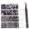 NCB 8000pcs Non Hotfix Rhinestones 10 Sizes Flatback Crystal Glass Rhinestones with Tweezers and Picking Pen for Nail Art Clothes Bags Phone Decorations Crafts DIY (018 Tanzanite Mix SS3-SS30) view 1