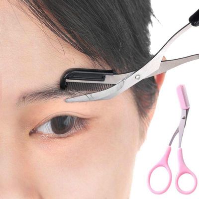 MACVL5 Trimmer scissors With Mini Comb Ladies Auxiliary Eyebrow Comb Scissors Eyebrow Trimmer Scissors With Comb Remover Makeup Tools Hair Removal Grooming Shaping Shaver Trimmer Eyelash Hair Clips