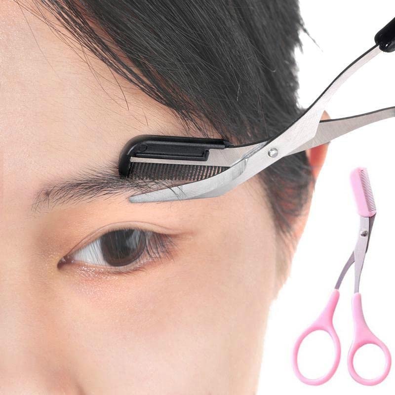 MACVL5 Trimmer scissors With Mini Comb Ladies Auxiliary Eyebrow Comb Scissors Eyebrow Trimmer Scissors With Comb Remover Makeup Tools Hair Removal Grooming Shaping Shaver Trimmer Eyelash Hair Clips
