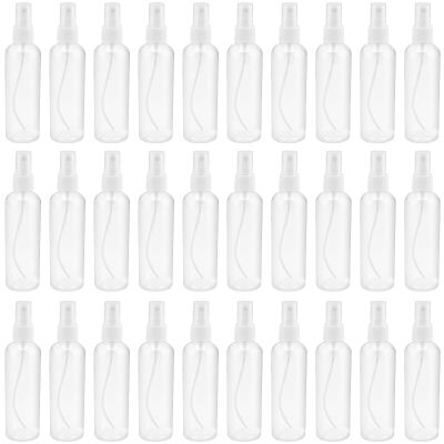 SINJEUN 30 Pack Clear Plastic Spray Bottles with Caps, 4 oz Spray Bottles Mist Sprayer, Refillable Empty Fine Mist Spray Bottle Mini Travel Size Spray Bottles, Leak Proof and BPA-Free