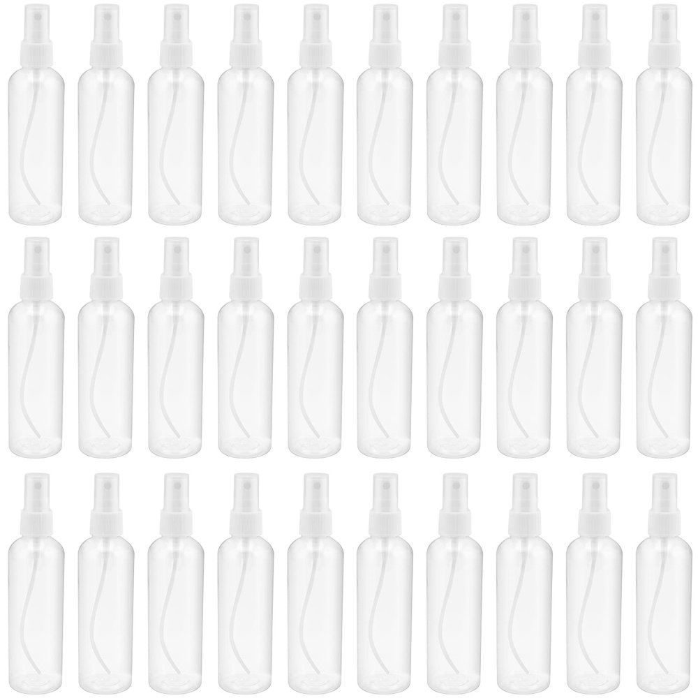 SINJEUN 30 Pack Clear Plastic Spray Bottles with Caps, 4 oz Spray Bottles Mist Sprayer, Refillable Empty Fine Mist Spray Bottle Mini Travel Size Spray Bottles, Leak Proof and BPA-Free