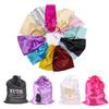 Boyiexin Customize Logo Wig Hair Extension Storage Bags, 20-50PCS Silk Satin Wig Bags With Drawstring Gift Hair Bundles Packaging Bag (Pack of 20, White) view 1