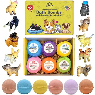 Bath Bombs for Kids Set with Toys Surprise Inside for Kids (Little Puppies)