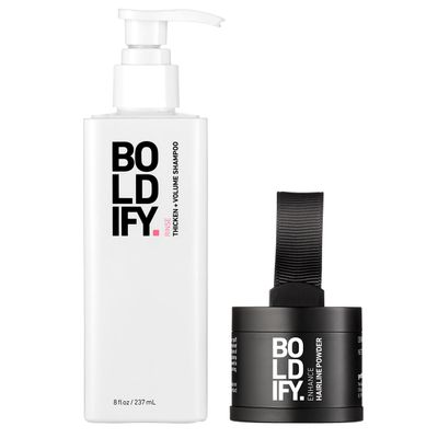Boldify Hairline Powder + Shampoo: Bundle: Root Touchup Hair Loss Powder and Natural Volumizing Shampoo for Fine Hair (Auburn)