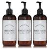 Amber Refillable Shampoo and Conditioner Bottles - Body Wash, Shampoo and Conditioner Dispenser - PET Plastic Shampoo Bottles Refillable with Pump - Waterproof Labels - 16 oz, 3 Pack (Black Plastic) view 1