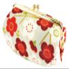 (0105-15) Uni Fiber, Made in Japan, Futoshi Crepe, Japanese Pattern, Coin Purse Cosmetic Pouch [Modern Plum/Ivory], Red, Ivory, One Size view 1