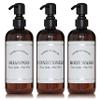 Amber Refillable Shampoo and Conditioner Bottles - Body Wash, Shampoo and Conditioner Dispenser - PET Plastic Shampoo Bottles Refillable with Pump - Waterproof Labels - 16 oz, 3 Pack (Black Satin) view 1