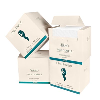 200 Count 4 PACK Disposable Face Towel, Large Size 10"X 12", Disposable Face Cloths, 100% Biodegradable Towel, Skin Soft and Thick for Washing Face