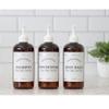 Amber Refillable Shampoo and Conditioner Bottles - Body Wash, Shampoo and Conditioner Dispenser - PET Plastic Shampoo Bottles Refillable with Pump - Waterproof Labels - 16 oz, 3 Pack (White Plastic) view 2