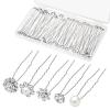40 Pack Wedding Pearl Hair Pins for Bridal, Silver Pearl Rhinestone Hair Pins Wedding Hair Decorations Accessories for Brides Bridesmaids Women Girls view 1