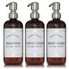 Amber Refillable Shampoo and Conditioner Bottles - Body Wash, Shampoo and Conditioner Dispenser - PET Plastic Shampoo Bottles Refillable with Pump - Waterproof Labels - 16 oz, 3 Pack (Stainless Steel) view 1