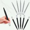 10 Pieces Microblading Pens Manual Eyebrow Microblade Pens Aluminum Hand Tools Light Manual Holder for Makeup Supplies Salons,2 Colors(Silver, Black) view 3