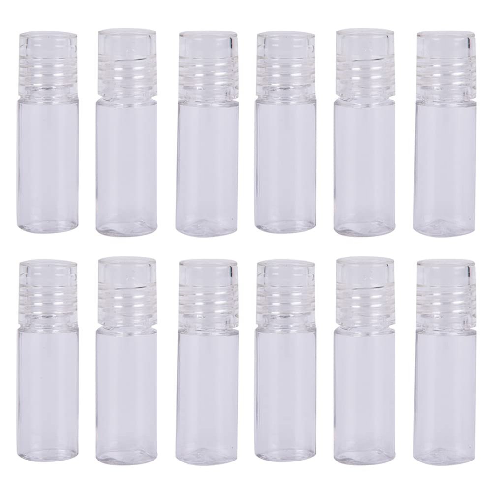 12Pcs Mini Clear 3ml Loose Powder Container Plastic Empty Loose Powder Bottle with Sifter Refillable Loose Powder Jars with Lids Sifter Eye Shadow Powder Bottle Cosmetic Sample Bottle, Clear