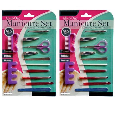24PC Manicure Set Pedicure Nail Care Clipper File Cuticle Cleaner Brush Grooming
