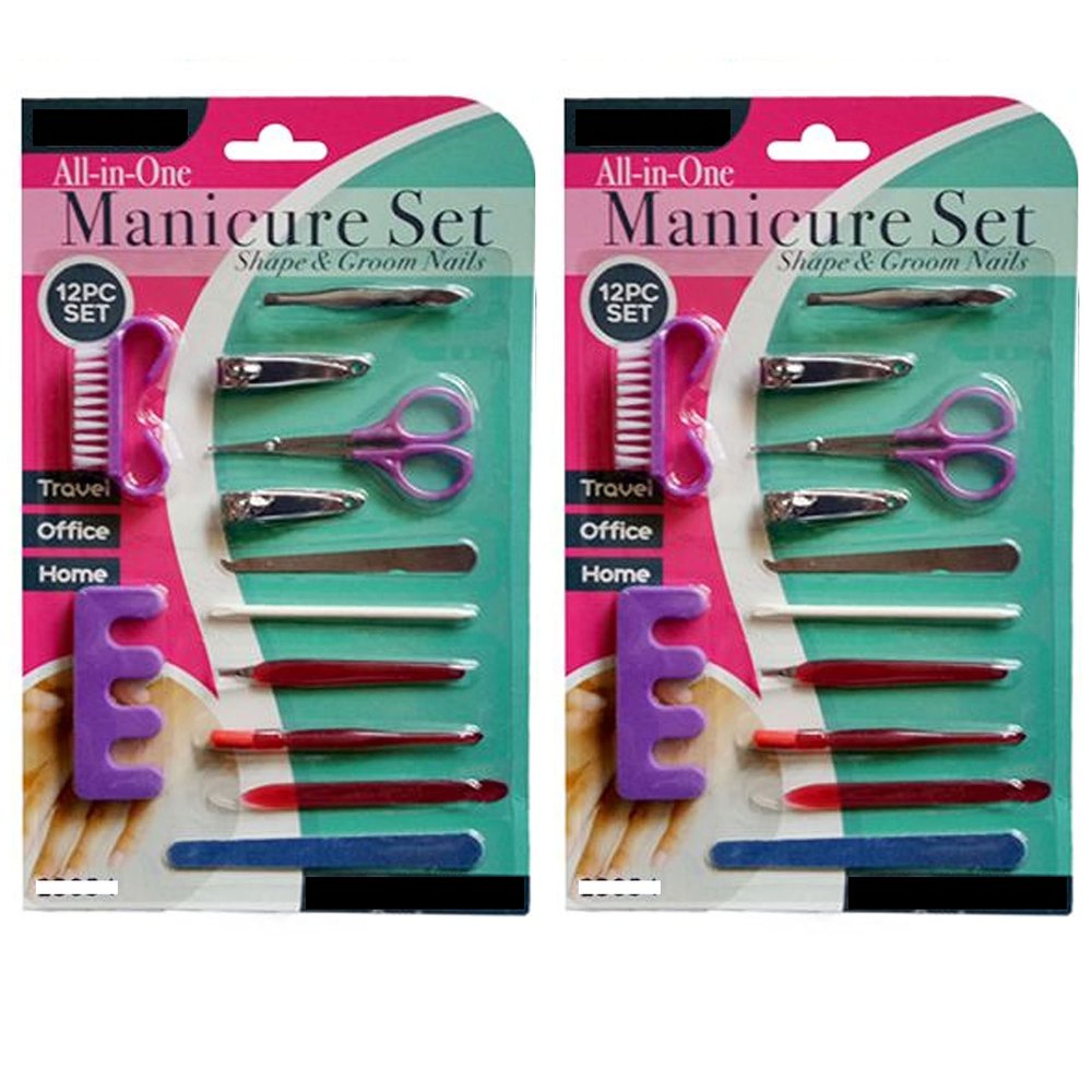 24PC Manicure Set Pedicure Nail Care Clipper File Cuticle Cleaner Brush Grooming