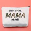 BLUPARK Mother's Day Gift for Mom Glitter and Dirt Mama of Both Makeup Bag Mom Life Gift for Mom To Be (Mama of Both) view 3