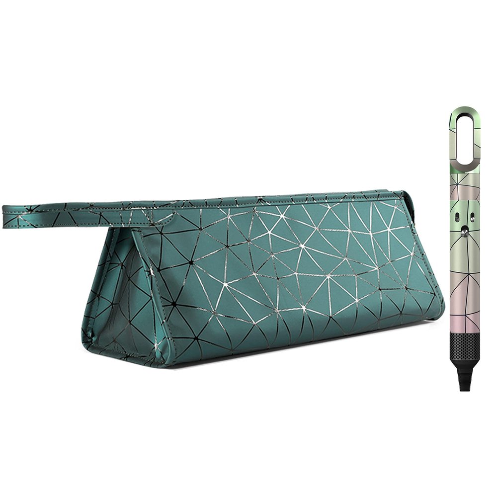BAGCRAZY Leather Travel Case Compatible with Dyson Airwrap Styler, Portable Waterproof Organizer Bag for Shark FlexStyle Attachments, Dark Green