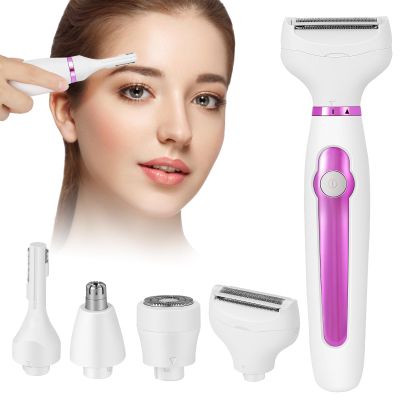 Electric Bikini Trimmer and Shaver for Women - 4 in 1 Waterproof Electric Razor- Rechargeable Pubic Hair Trimmer and Facial Hair Remover for Legs, Body, Underarm, Face, Eyebrow