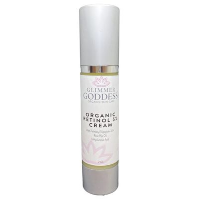 GLIMMER GODDESS Organic Retinol Wrinkle Repair Face and Neck Cream, 2 oz - Summer Formula - Anti-Aging, Hydrating, Reduces Fine Lines, Vegan, Cruelty-Free, Paraben-Free, Natural Ingredients