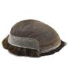 Mens Toupee Swiss Lace With Poly Toupee for Men Human Hair Replacement Systems Bleached Knots Mens Hair Piece (8"x10 100% Light Density, 530 Light-Med Brown+30% Gray) view 4