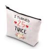 BDPWSS 50th Birthday Gifts For Women 50 Years Old Birthday Makeup Bag I Turned 20 Twice 50th Milestone Birthday Gift For Boss Coworker Friend Sister (Turned 25 twice) view 1