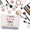 BDPWSS 50th Birthday Gifts For Women 50 Years Old Birthday Makeup Bag I Turned 20 Twice 50th Milestone Birthday Gift For Boss Coworker Friend Sister (Turned 25 twice) view 3