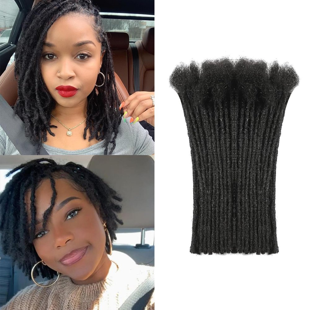 0.4 cm Width 10 Inch 30 Strands Human Hair Loc Extensions, Natural Black 100% Full Handmade Permanent Real Human Hair Dreadlock Extensions for Women/Men/Kids Can Be Dyed Bleached Curled Twisted
