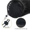 12Inch Yaki Straight Drawstring Ponytail for Black Women Synthetic Thick Kinky Straight Pony Tail Shoulder Length Black Ponytail Extension for Daily Party Use view 4