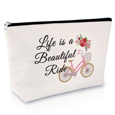 Bike Lovers Gift for Women Friend Makeup Bag Cycling Gift for Girl Daughter Cosmetic Bag Bicycle Presents for Bike Lover Rider Riding Presents for New Driver Birthday Christmas Travel Cosmetic Pouch