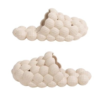Massage Bubble Slides Slippers for Women Men, Funny Lychee Non-Slip Spa Slippers, Gym House Slippers Shower Bedroom Slippers, Thick Sole Spa Slides Slippers (Beige,8,9,Men,6,7)