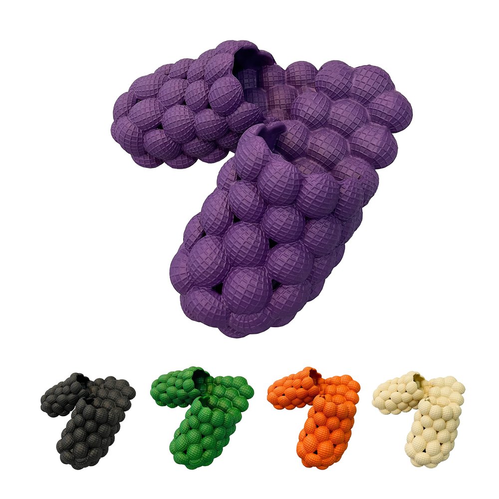 Massage Bubble Slides Slippers for Women Men, Funny Lychee Non-Slip Spa Slippers, Gym House Slippers Shower Bedroom Slippers, Thick Sole Spa Slides Slippers (Purple,9.5,10,Men,7.5,8)
