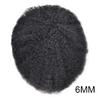 Afro Curl Toupee for Black Men 10X8 Full Poly African American Human Hair Systems All Injected PU Skin Hairpiece Replacement Kinky Curly Mens Wigs (8x10, 1# JET BLACK 6mm afro wave) view 2