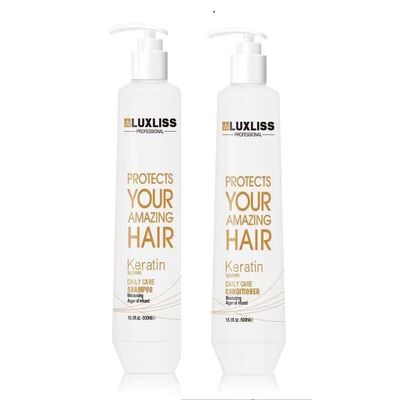 Luxliss Keratin Daily Care Shampoo and Conditioner Set, 2 Pack (16 Fl Oz each), Moisturizing, Anti-frizz, Repairing, for Chemically Treated Hair, Argan Oil