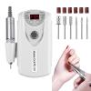 Electric Nail Drill Machine,Professional Rechargeable 35000 rpm Nail Drill, Portable Acrylic Gel Grinder Tools with 6 Bits and Sanding Bands,Manicure Pedicure Polishing Shape Tools White view 1
