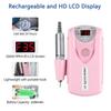 Electric Nail Drill Machine,Professional Rechargeable 35000 rpm Nail Drill, Portable Acrylic Gel Grinder Tools with 6 Bits and Sanding Bands,Manicure Pedicure Polishing Shape Tools White view 4
