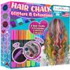 Jim&Gloria Dustless Hair Chalk for Girls Washable with Clip in Hair Extensions, Brushes and Glitters, Kids Temporary Color Dye, Gifts for Teen Girl Trendy Stuff, Teenage 7 8 9 10 11 12 13 14 Year Old view 1