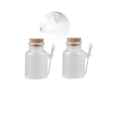 2pcs Empty Cosmetic Containers for Toiletries, Frosted Bath Salts Jars with Cork & Spoon, Plastic Travel Bottles Jars for Powder Sugar Bowl, Body Scrub Storage Canisters Pots (500ml/17oz)