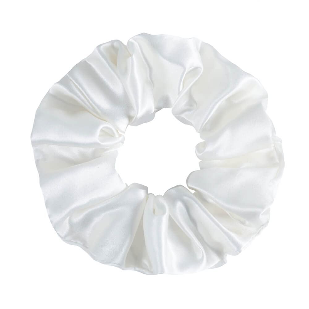 DISANGNI Silk Hair Scrunchies for Frizz&Breakage Prevention, Pure 22Momme100% Mulberry Silk Hair Ties No Damage, Elastic Silk ponytail Holders, 16Pc, Random Color (White)